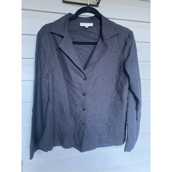 Diana Slavin Gray Dot Button Up Shirt Blazer Jacket, Size Small - Picture 2 of 9